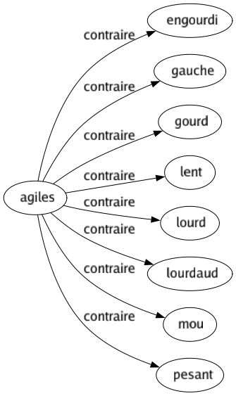 Contraire de Agiles : Engourdi Gauche Gourd Lent Lourd Lourdaud Mou Pesant 