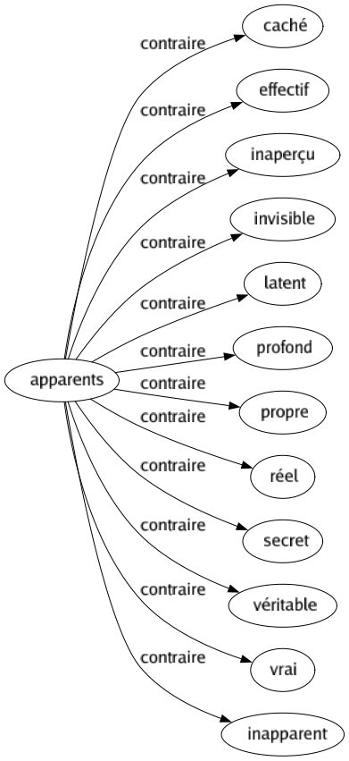 Contraire de Apparents : Caché Effectif Inaperçu Invisible Latent Profond Propre Réel Secret Véritable Vrai Inapparent 