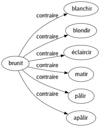 Contraire de Brunit : Blanchir Blondir Éclaircir Matir Pâlir Apâlir 