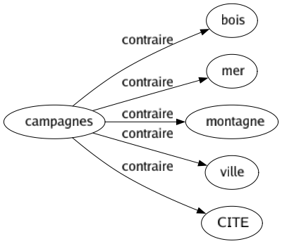 Contraire de Campagnes : Bois Mer Montagne Ville Cite 