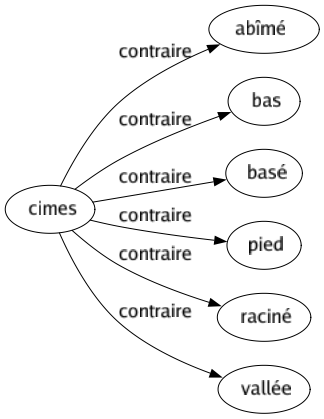 Contraire de Cimes : Abîmé Bas Basé Pied Raciné Vallée 