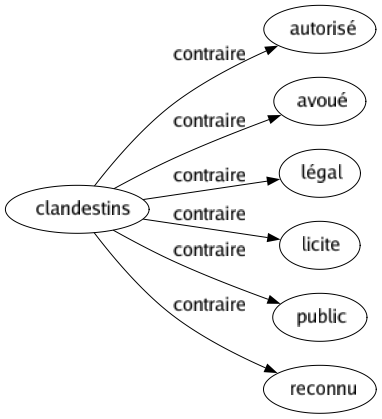 Contraire de Clandestins : Autorisé Avoué Légal Licite Public Reconnu 