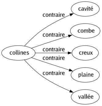 Contraire de Collines : Cavité Combe Creux Plaine Vallée 