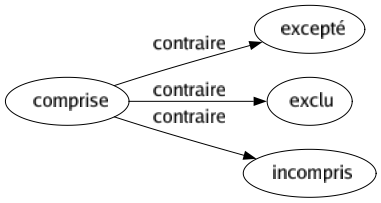 Contraire de Comprise : Excepté Exclu Incompris 