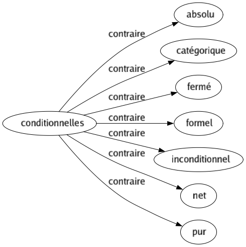 Contraire de Conditionnelles : Absolu Catégorique Fermé Formel Inconditionnel Net Pur 