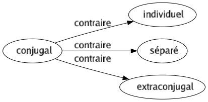 Contraire de Conjugal : Individuel Séparé Extraconjugal 