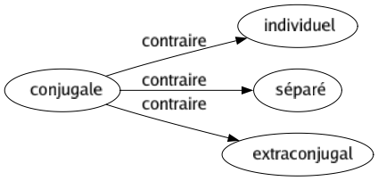 Contraire de Conjugale : Individuel Séparé Extraconjugal 