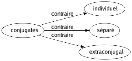 Contraire de Conjugales : Individuel Séparé Extraconjugal 