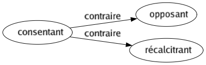 Contraire de Consentant : Opposant Récalcitrant 