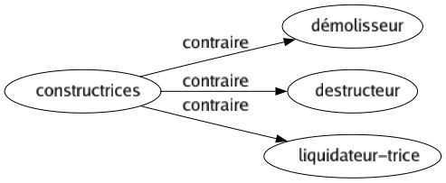 Contraire de Constructrices : Démolisseur Destructeur Liquidateur-trice 