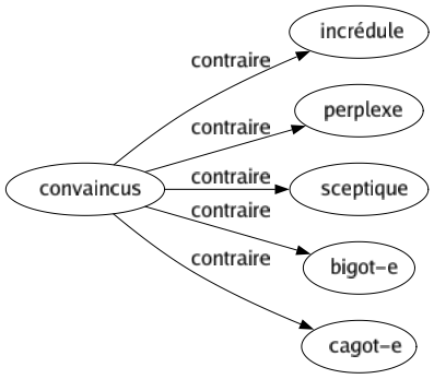 Contraire de Convaincus : Incrédule Perplexe Sceptique Bigot-e Cagot-e 