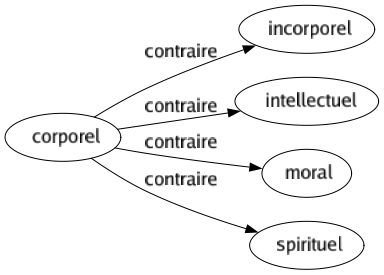 Contraire de Corporel : Incorporel Intellectuel Moral Spirituel 
