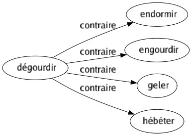 Contraire de Dégourdir : Endormir Engourdir Geler Hébéter 