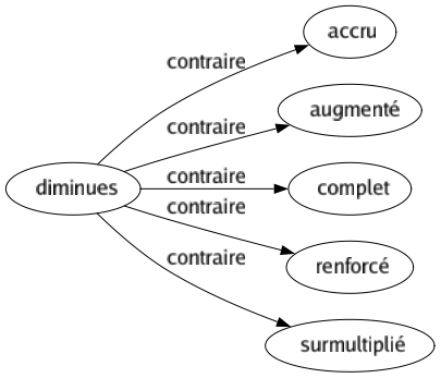 Contraire de Diminues : Accru Augmenté Complet Renforcé Surmultiplié 