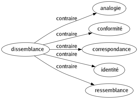 Contraire de Dissemblance : Analogie Conformité Correspondance Identité Ressemblance 