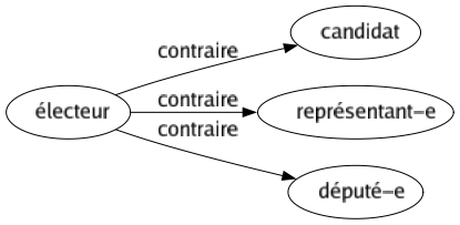 Contraire de Électeur : Candidat Représentant-e Député-e 