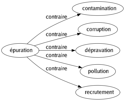 Contraire de Épuration : Contamination Corruption Dépravation Pollution Recrutement 