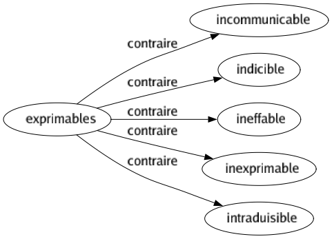 Contraire de Exprimables : Incommunicable Indicible Ineffable Inexprimable Intraduisible 