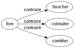 Contraire de Fore : Boucher Colmater Combler 