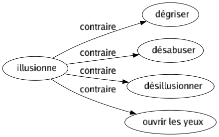 Contraire de Illusionne : Dégriser Désabuser Désillusionner Ouvrir les yeux 