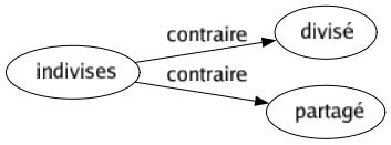 Contraire de Indivises : Divisé Partagé 