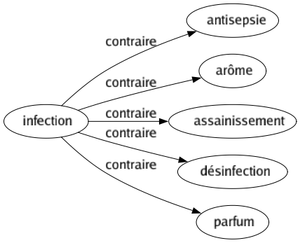 Contraire de Infection : Antisepsie Arôme Assainissement Désinfection Parfum 
