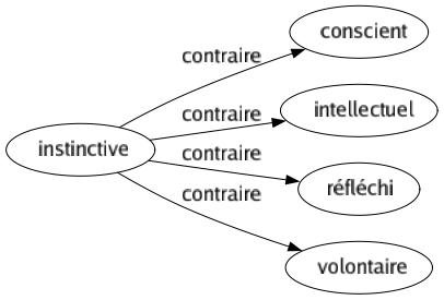 Contraire de Instinctive : Conscient Intellectuel Réfléchi Volontaire 