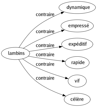 Contraire de Lambins : Dynamique Empressé Expéditif Rapide Vif Célère 