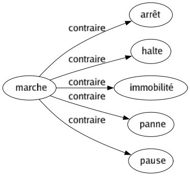 Contraire de Marche : Arrêt Halte Immobilité Panne Pause 