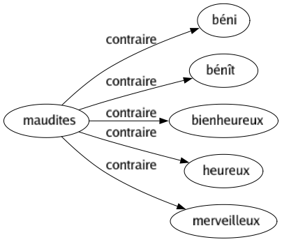 Contraire de Maudites : Béni Bénît Bienheureux Heureux Merveilleux 