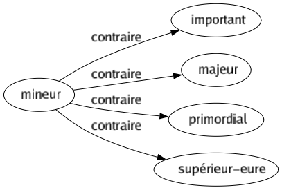 Contraire de Mineur : Important Majeur Primordial Supérieur-eure 