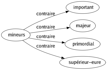 Contraire de Mineurs : Important Majeur Primordial Supérieur-eure 