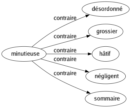 Contraire de Minutieuse : Désordonné Grossier Hâtif Négligent Sommaire 