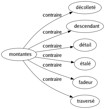 Contraire de Montantes : Décolleté Descendant Détail Étalé Fadeur Traversé 