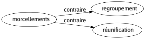 Contraire de Morcellements : Regroupement Réunification 