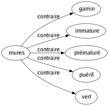 Contraire de Mures : Gamin Immature Prématuré Puéril Vert 