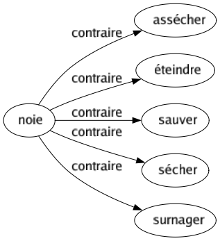 Contraire de Noie : Assécher Éteindre Sauver Sécher Surnager 