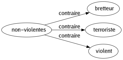 Contraire de Non-violentes : Bretteur Terroriste Violent 