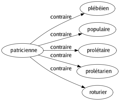 Contraire de Patricienne : Plébéien Populaire Prolétaire Prolétarien Roturier 