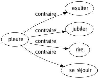 Contraire de Pleure : Exulter Jubiler Rire Se réjouir 