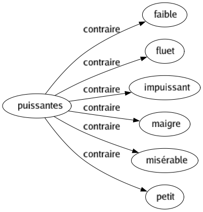 Contraire de Puissantes : Faible Fluet Impuissant Maigre Misérable Petit 