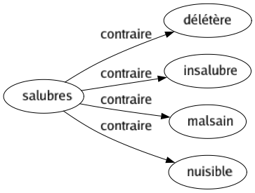 Contraire de Salubres : Délétère Insalubre Malsain Nuisible 