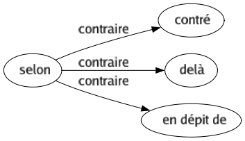 Contraire de Selon : Contré Delà En dépit de 