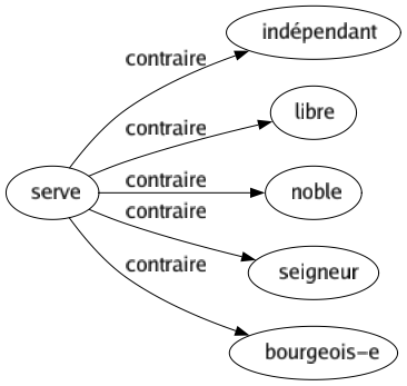 Contraire de Serve : Indépendant Libre Noble Seigneur Bourgeois-e 