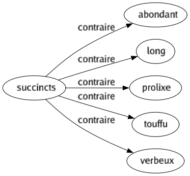 Contraire de Succincts : Abondant Long Prolixe Touffu Verbeux 