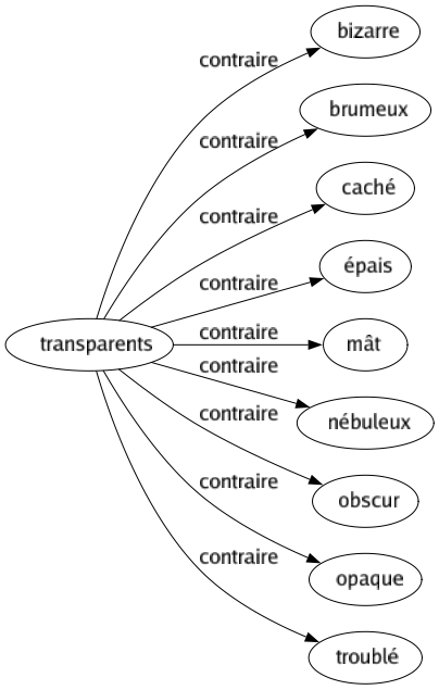 Contraire de Transparents : Bizarre Brumeux Caché Épais Mât Nébuleux Obscur Opaque Troublé 