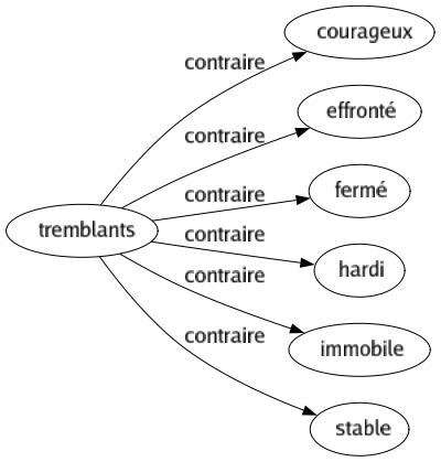 Contraire de Tremblants : Courageux Effronté Fermé Hardi Immobile Stable 