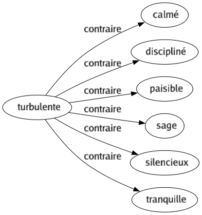 Contraire de Turbulente : Calmé Discipliné Paisible Sage Silencieux Tranquille 