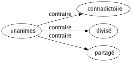 Contraire de Unanimes : Contradictoire Divisé Partagé 