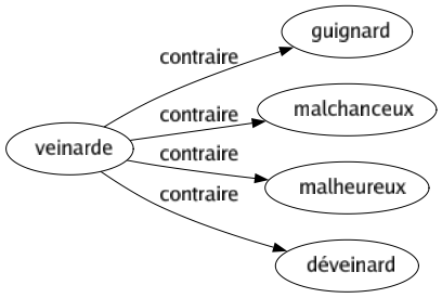 Contraire de Veinarde : Guignard Malchanceux Malheureux Déveinard 